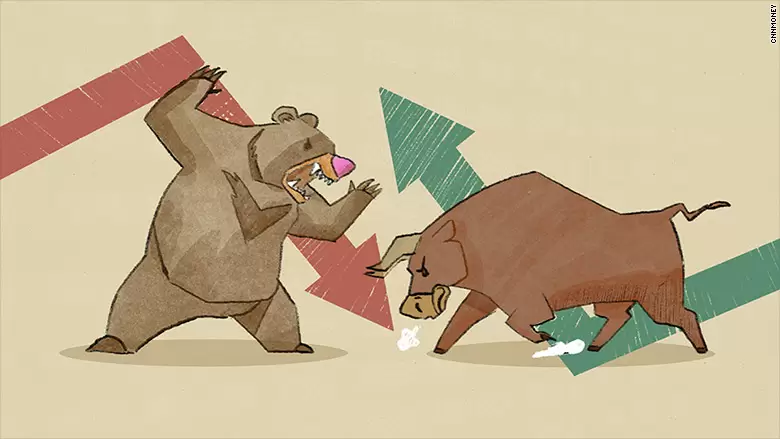 Biểu đồ Bull vs Bear market tiền điện tử — tâm lý thị trường gấu khiến tin tích cực không tác động đến giá
