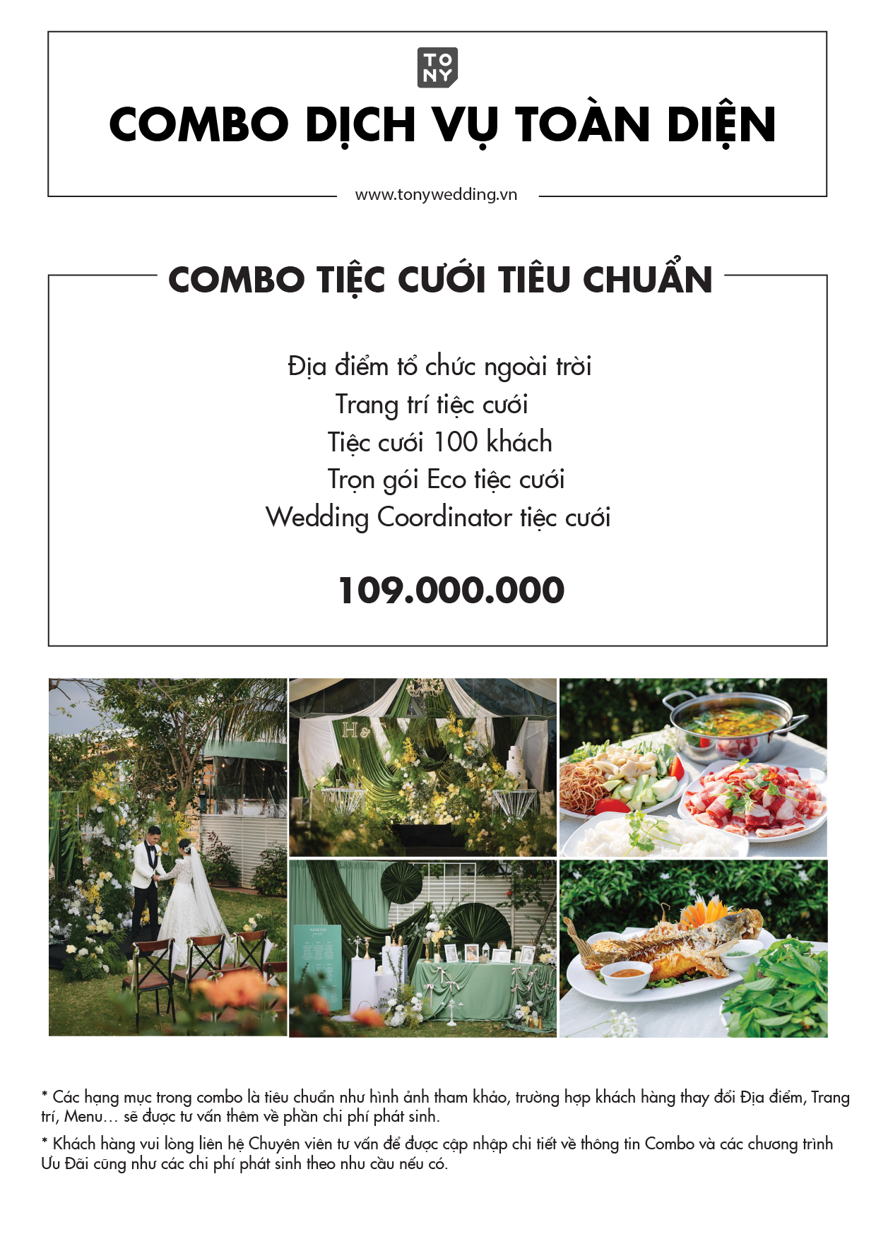 Combo tiệc cưới Hidden Haven sảnh Camellia 55 bàn tiêu chuẩn - nguồn từ tonywedding