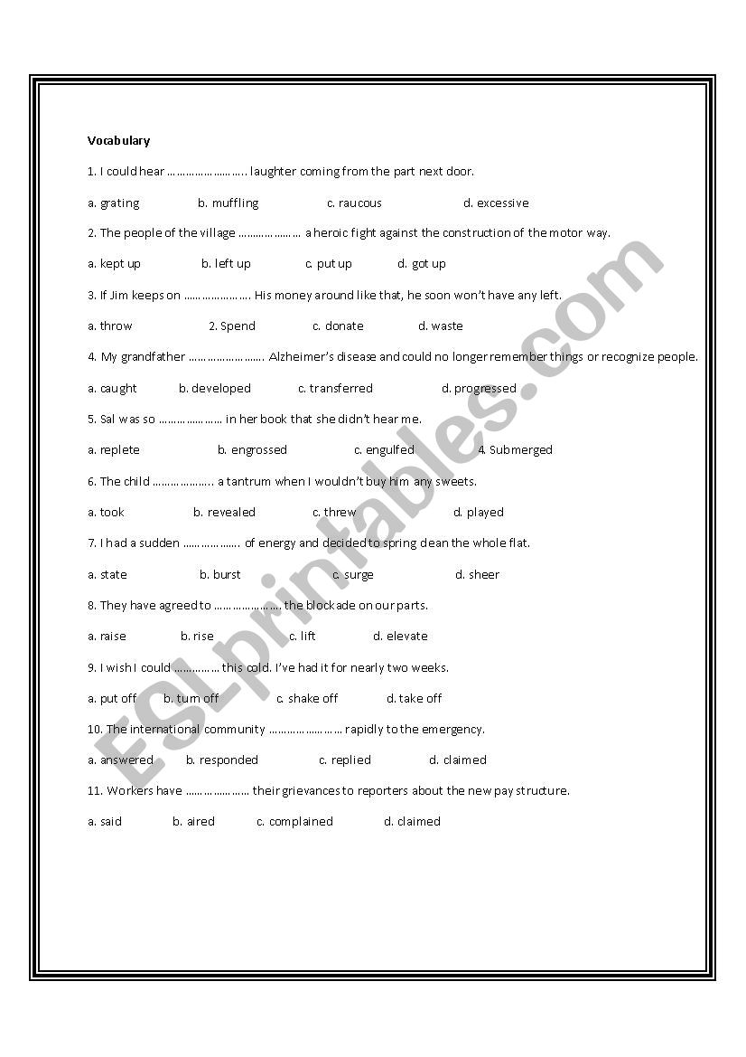 Ôn luyện phần trắc nghiệm từ vựng và ngữ pháp tiếng Anh