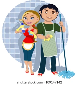 Người đàn ông chia sẻ công việc nhà cùng vợ con