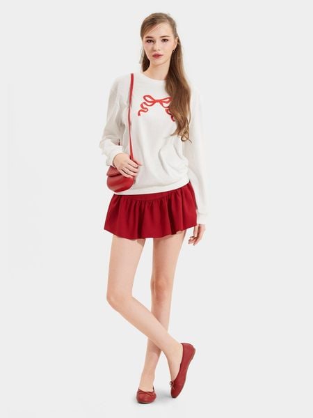 Áo khoác caro phối váy mini đính nơ