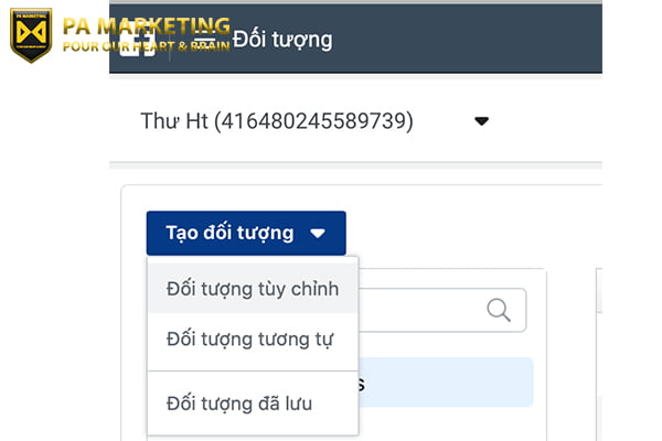 Giao diện thiết lập đối tượng mục tiêu trong Google Ads