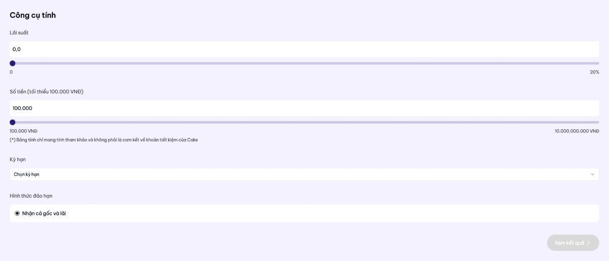 Công cụ tính lãi suất tiết kiệm ngân hàng