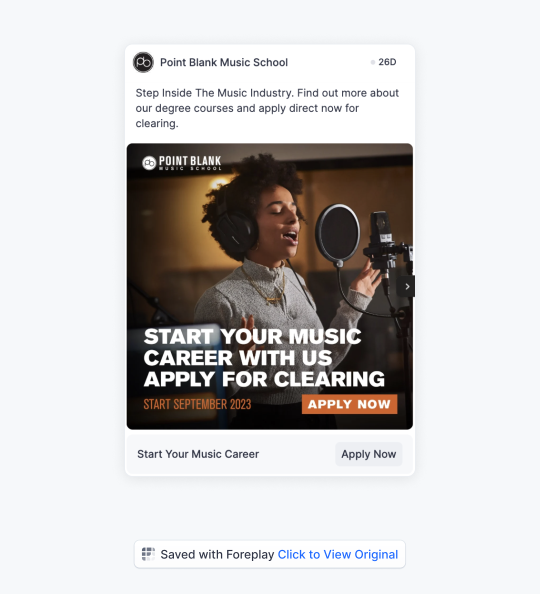 Quảng cáo Carousel Facebook Ads Point Blank Music School
