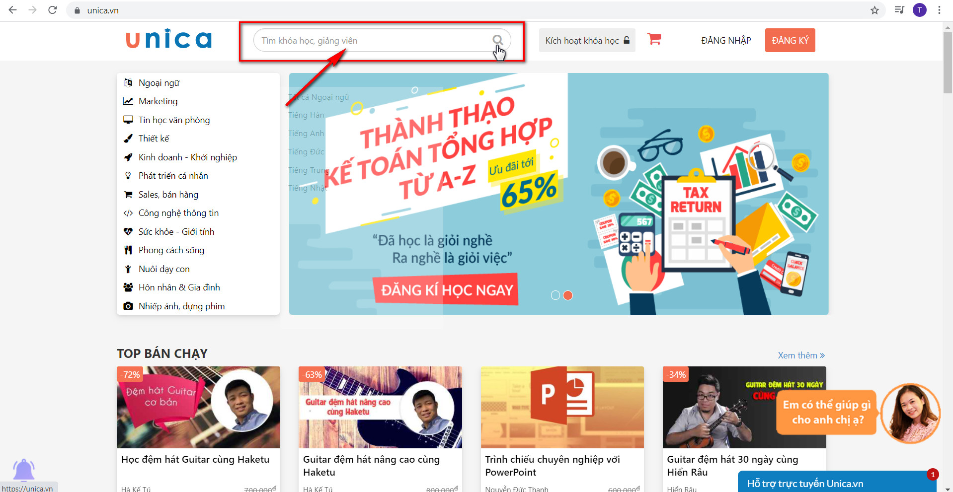 Người dùng đang tìm kiếm khóa học trên Google