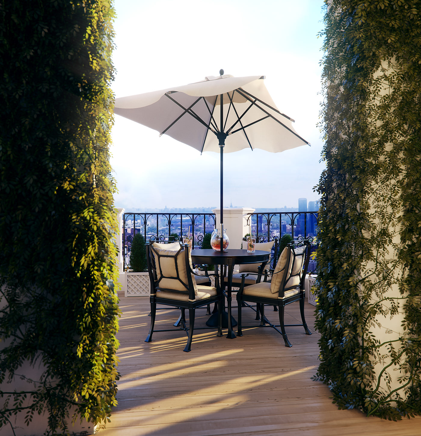 Thiết kế hiện đại với cây xanh và ánh sáng ấm áp tại garden lounge Park Hyatt Terrace