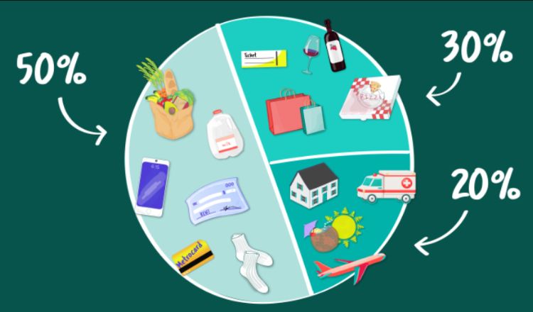 Biểu đồ minh họa quy tắc 50:30:20 về phân chia thu nhập - nguồn từ Zalopay