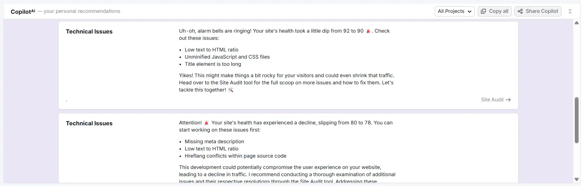 Giao diện Semrush Copilot — công cụ AI SEO hàng đầu năm 2026 - nguồn từ HubSpot Blog